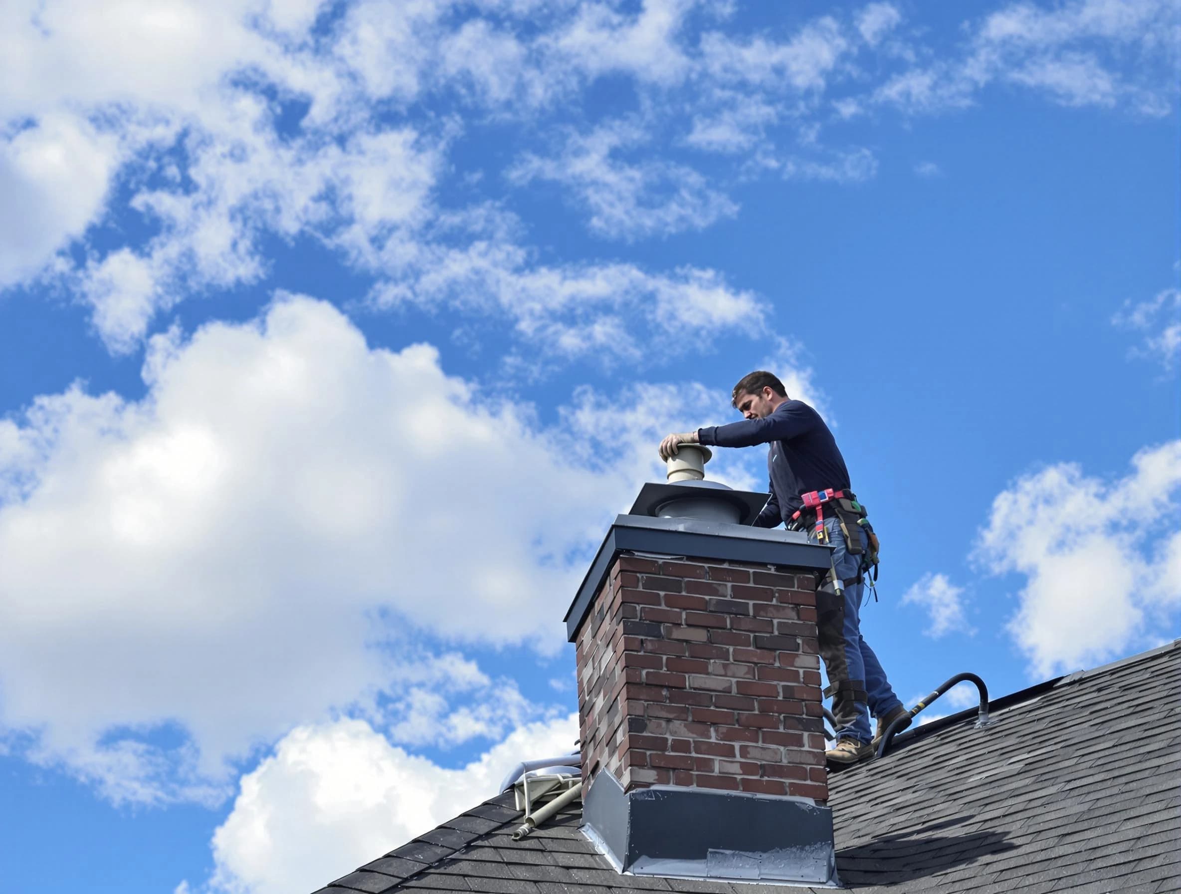 Ocean Chimney Sweep installing a sturdy chimney cap in Ocean, NJ