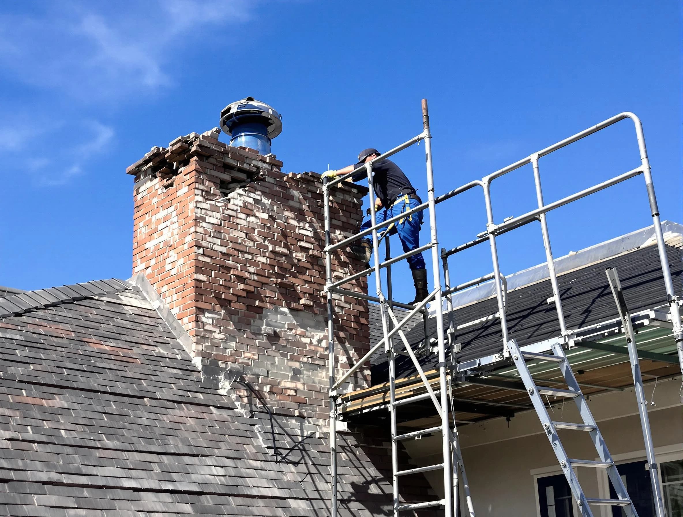 Rebuilding a chimney structure by Ocean Chimney Sweep in Ocean, NJ