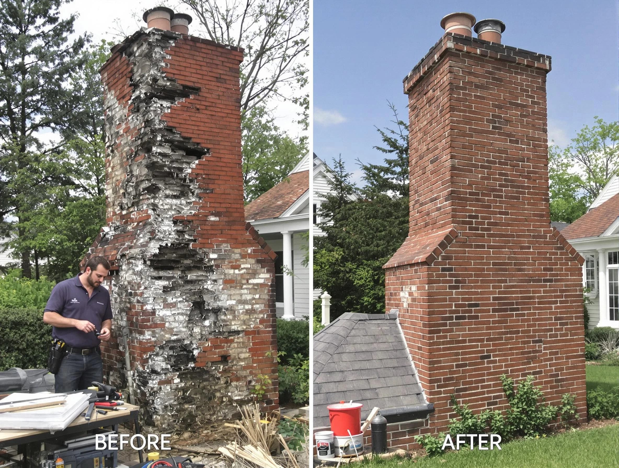 Ocean Chimney Sweep performing a full chimney restoration in Ocean, NJ