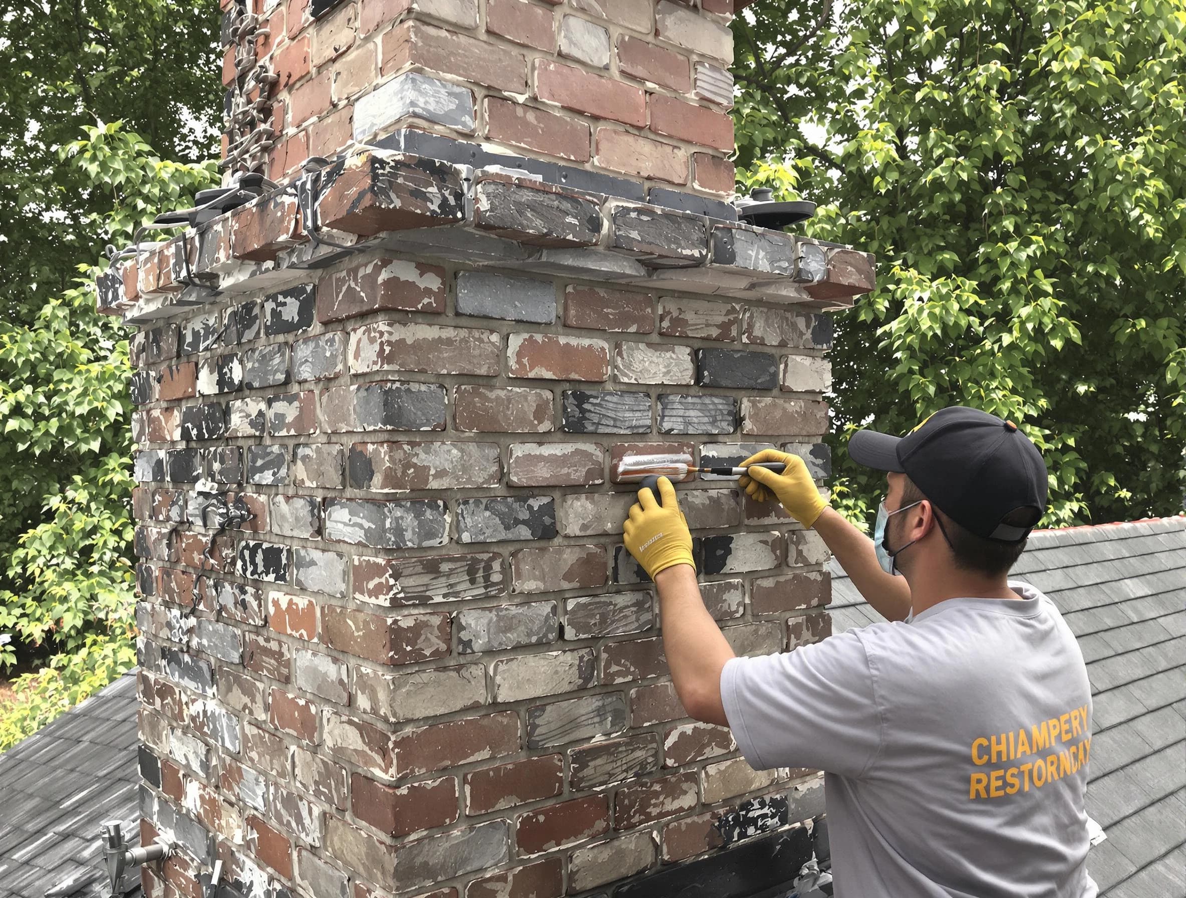 In-progress chimney restoration by Ocean Chimney Sweep in Ocean, NJ