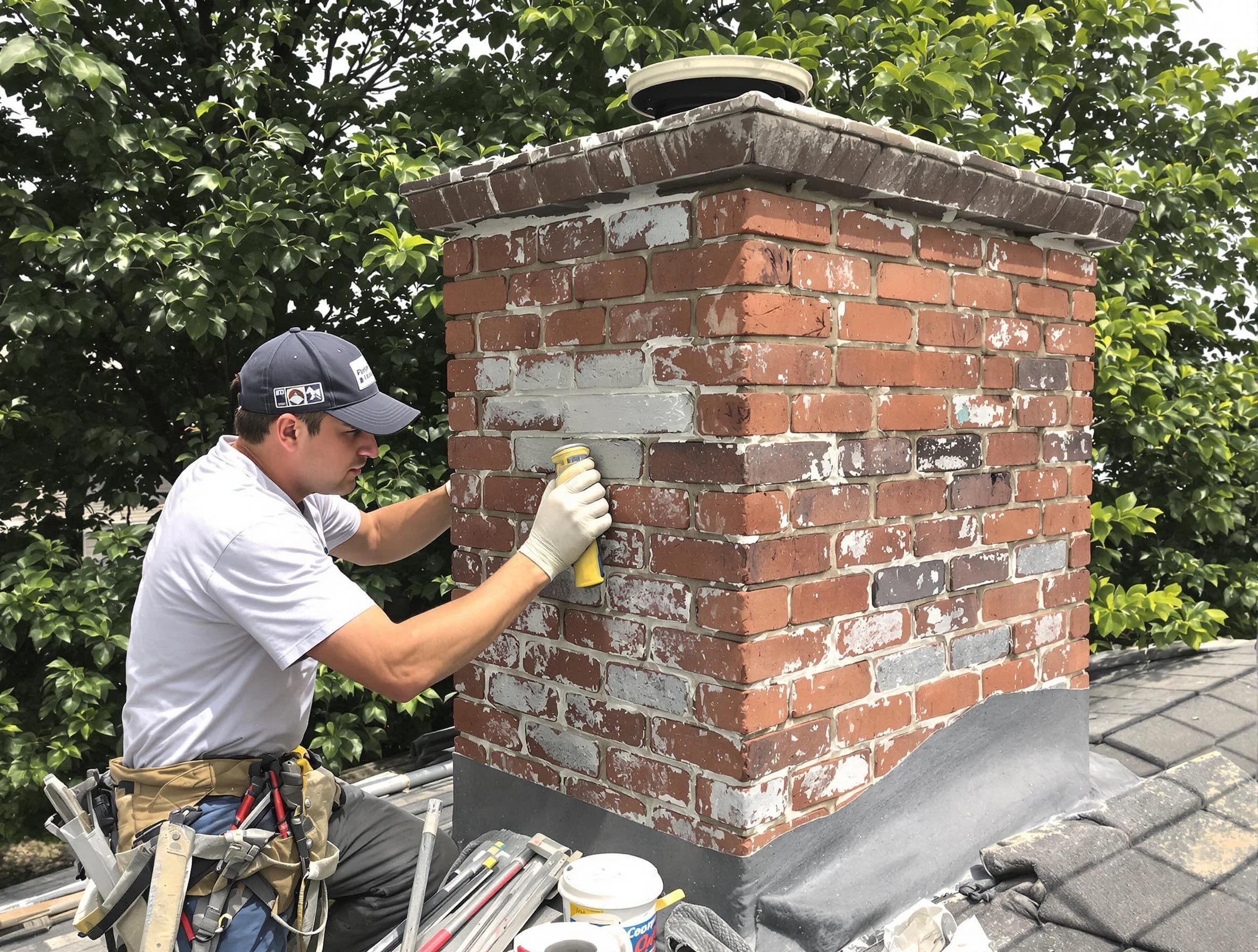 Ocean Chimney Sweep restoring an aging chimney in Ocean, NJ