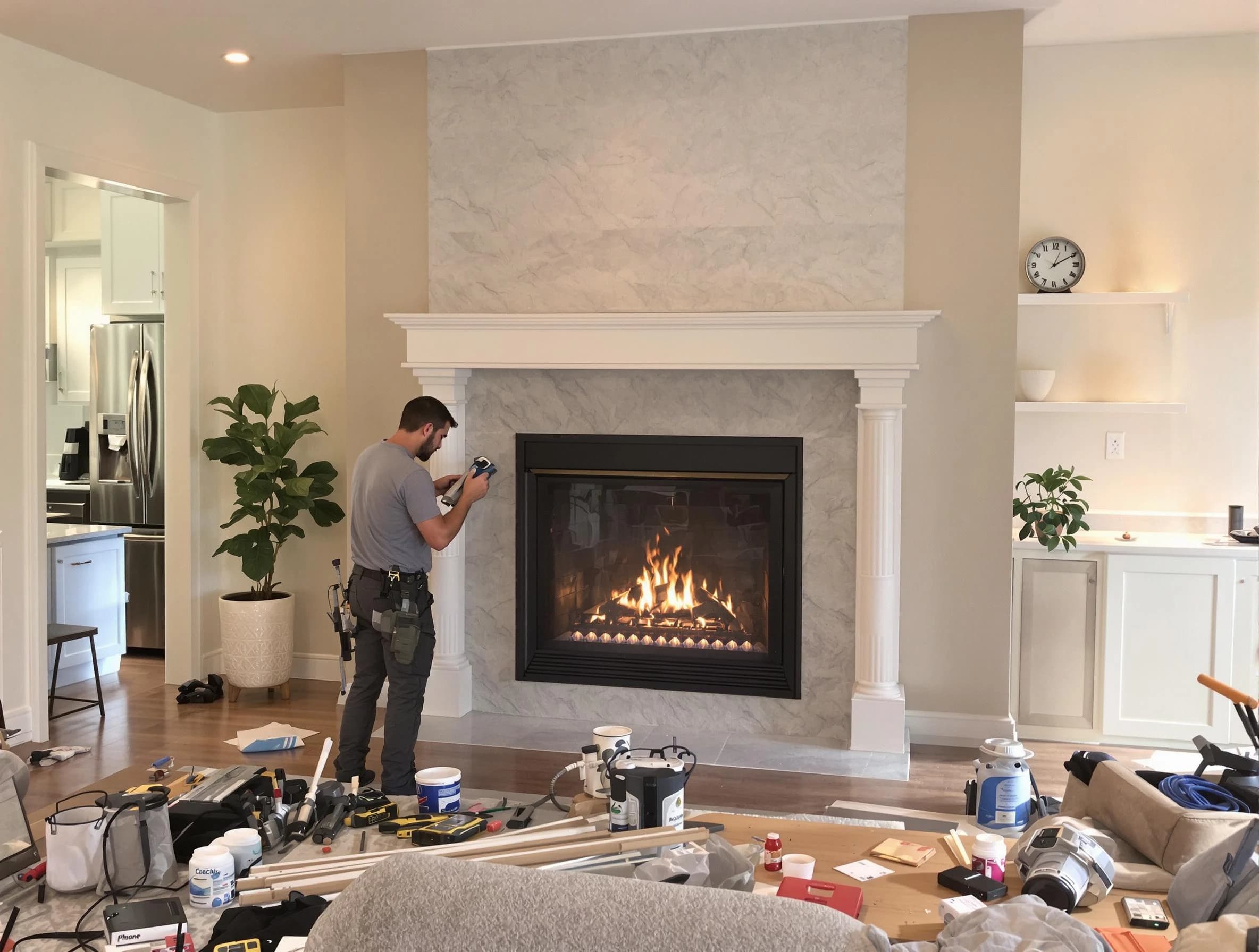 Newly installed fireplace by Ocean Chimney Sweep in Ocean, NJ